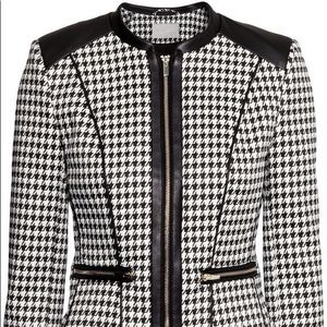 H&M Houndstooth & Leather Blazer